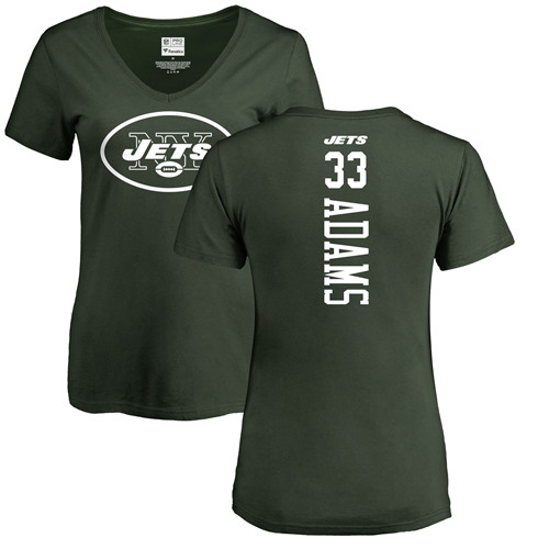 New York Jets Green Women Jamal Adams Backer NFL Football #33 T Shirt